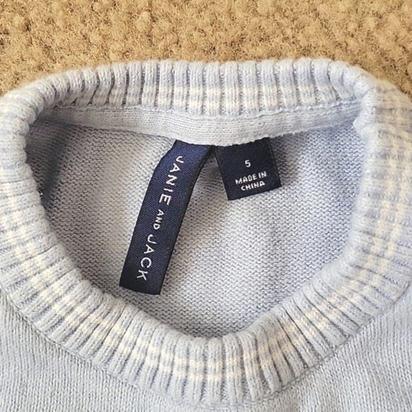 Janie and Jack Boys Blue Bunny Cotton Sweater - Size 5 - Picture 6 of 7